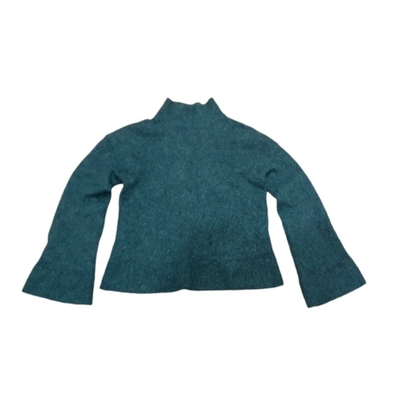 & Other Stories Sweater Mohair /Wool,Dark green Mock Neck, flared sleeve at hem - Picture 4 of 11